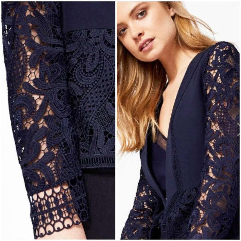 🍒NWOT🍒 TED BAKER LUX NAVY CARDI BLAZER - Picture 6 of 9